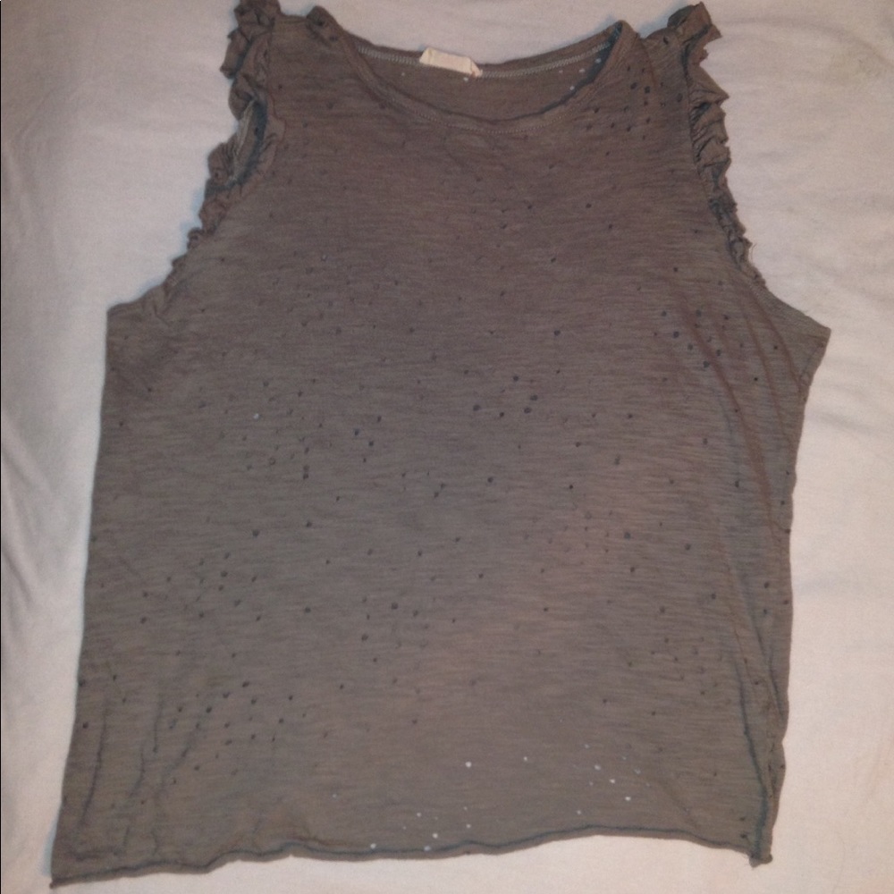Boutique Ruffled sleeve muscle shirt
